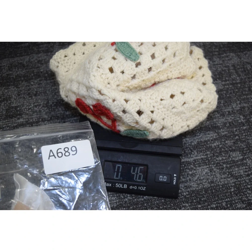 Urban Outfitters Cherry Crochet Balaclava Creme Off-White Granny Square Hood NEW